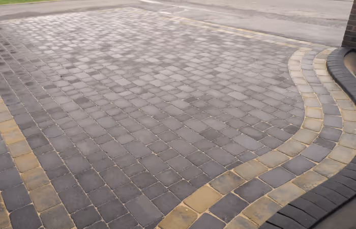 Curved block-paved driveway